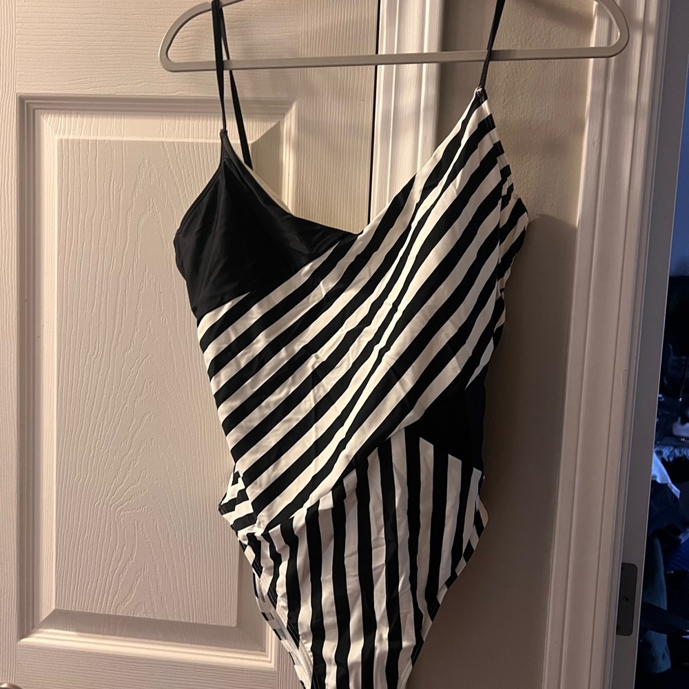 Summersalt Black and White Striped One-Piece